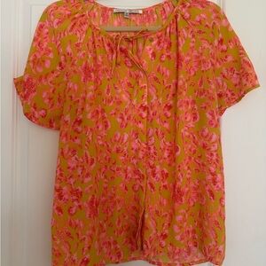 Collective Concepts Pink and Yellow Floral Blouse